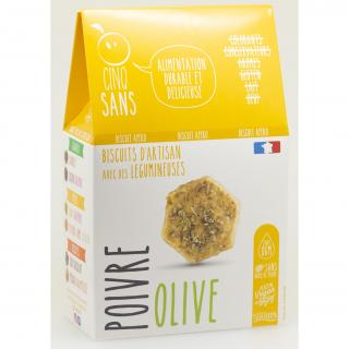5 SANS - Biscuit apéro olive poivre BIO - Apéritif et biscuits salés - 4668
