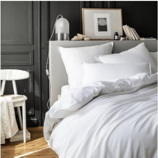 A demain - le linge français - Parure de lit fabriquée en france Mont-Blanc - Taie d&#039;oreille 50*75 - Housse de couette 260*240 - Parure de lit