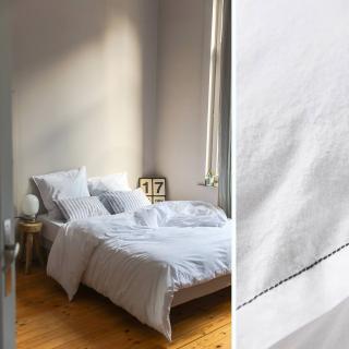 A demain - le linge français - Parure de lit fabriquée en france Mont-Blanc - Taie d&#039;oreille 50*75 - Housse de couette 260*240 - Parure de lit