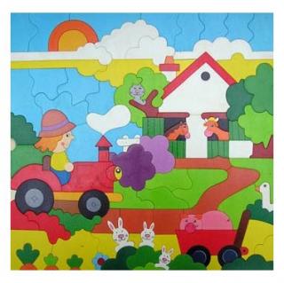 Atelier Terre Rouge - 4 à 6 ans - Ferme tracteur - 110 Pièces - 40 cm x 40 cm - puzzle éducatif