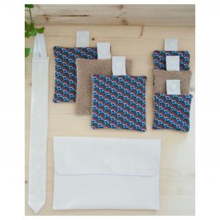 Atelier Beige - Kit 6 lingettes Coton Hestia N°1 {Série Limitée} avec sa Cravate + Pochette - Lingette lavable