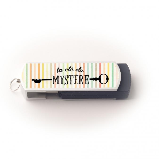 Atomania - Clé USB 8 Go, ATOMANIA, La Clé du Mystère, en métal et plastique, couleur argent et noir, 55x 17 mm, Pivotante - clé usb