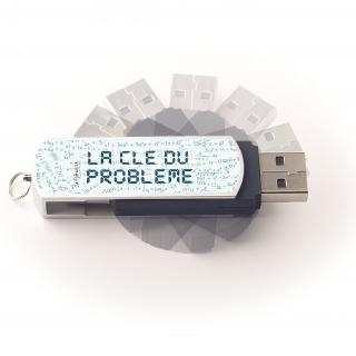 Atomania - Clé USB 8 Go, ATOMANIA, La Clé du problème, en métal et plastique, couleur argent et noir, 55x 17 mm, Pivotante - clé usb