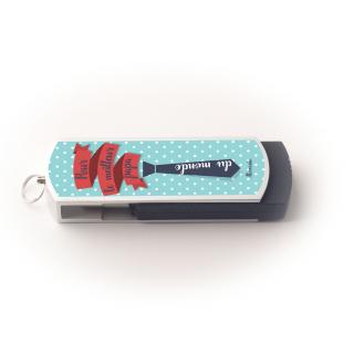 Atomania - Clé USB 8 Go, ATOMANIA, Meilleur Papa du monde, en métal et plastique, couleur argent et noir, 55x 17 mm, Pivotante - clé usb