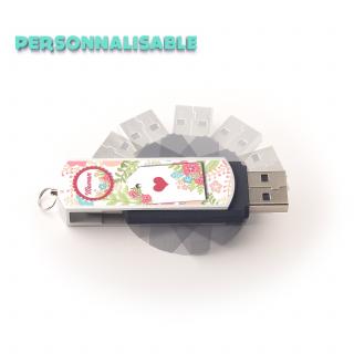 Atomania - Clé USB 8 Go, ATOMANIA, personnalisable au prénom de votre choix – Printemps, en métal et plastique, couleur argent et noir, 55x 17 mm, Pivotante - clé usb