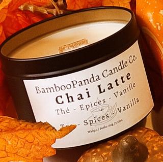BambooPanda Candle Co. - Chai Latte - Bougie Parfumée au Thé et aux Epices - Bougie - Chai Latte