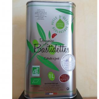 BASTIDETTES - Bidon Huile d&#039;Olive Bio Vierge extra extraite à froid - 1 L - Huile d&#039;olive