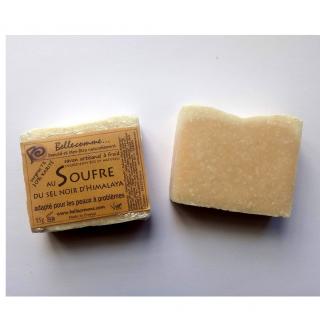 Bellecomme - Savon au soufre du sel noir d&#039;Himalaya, peau à problème, aux ingrédients bio et naturels - Savon - 