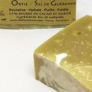Bellecomme - Shampoing solide bio revitalisant Ortie, Sel de Guérande, 35% beurre de karité et cacao - Shampoing - 0.09