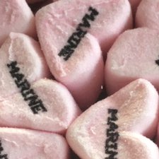 Les biscuits identitaires, impression friandises - GUIMAUVES COEURS blanc et rose imprimés x 50 - Guimauve