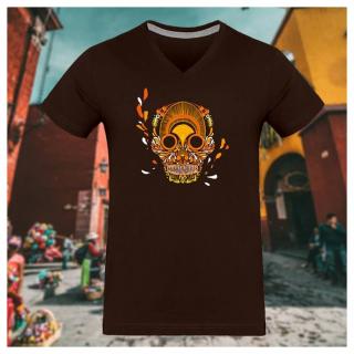 Breizh Traveller - T Shirt Homme col V Breizh Skull - La Calavera Bretaña - tee shirt homme