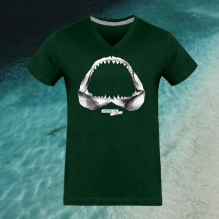 Breizh Traveller - T Shirt Homme Col V Requin / Shark - Australian Kiss - tee shirt homme