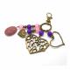 Breloques et cie - A parfumer!!! bijou de sac bronze, coeur et perles tons violet - bijou de sac
