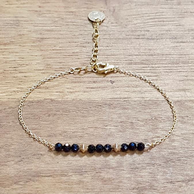C'cédille - Bracelet Indiana Agate Noire - Bracelet - Plaqué Or gold filled
