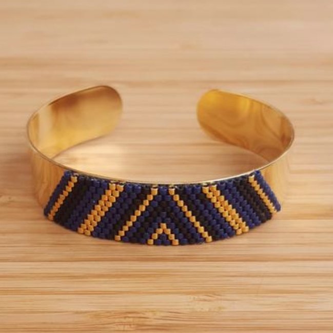C'cédille - Bracelet Kaya Bleu nuit - Bracelet - Plaqué Or gold filled