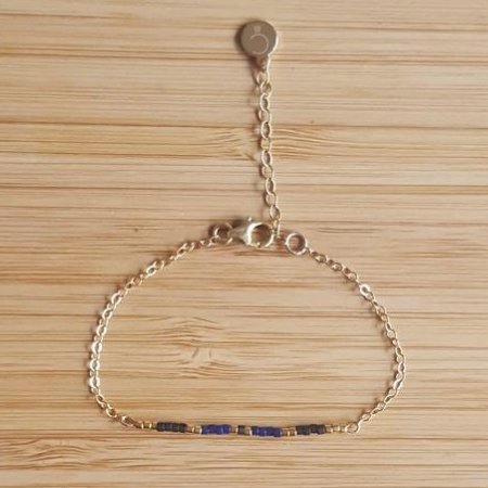 C'cédille - Bracelet Ola Bleu Nuit - Bracelet - Plaqué Or gold filled