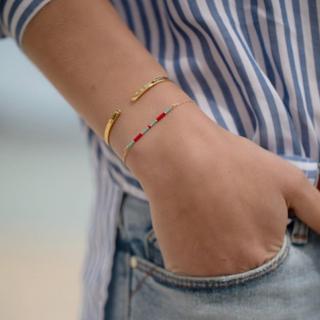 C'cédille - Bracelet Ola Turquoise/Rouge - Bracelet - Plaqué Or gold filled