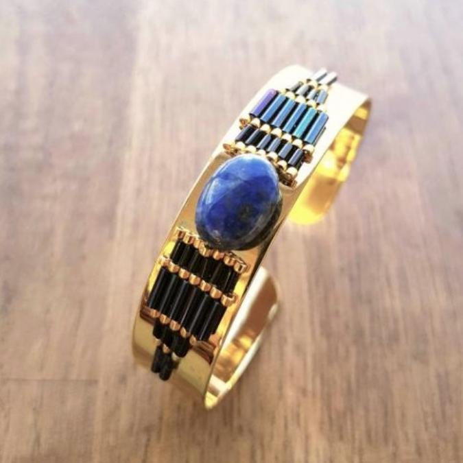 C'cédille - Bracelet Osiris Lapis Lazuli - Bracelet - Plaqué Or gold filled