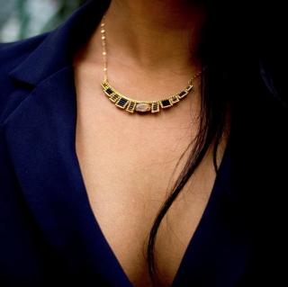 C'cédille - Collier Osiris Agate Noire - Collier - Plaqué Or gold filled