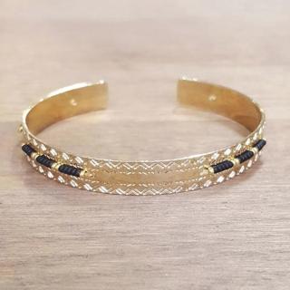 C'cédille - Jonc Icate Noir - Bracelet - Plaqué Or gold filled