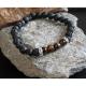 Chakrazen66 - œil de tigre et pierre de lave sur fil élastique - Bracelet - Perles brodées