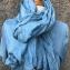 Chantalsoie  Teinturière au bleu de Pastel du Tarn - Etole froissée soie naturelle au bleu de pastel  et à l&#039;indigo de persicaire - Etole mixte