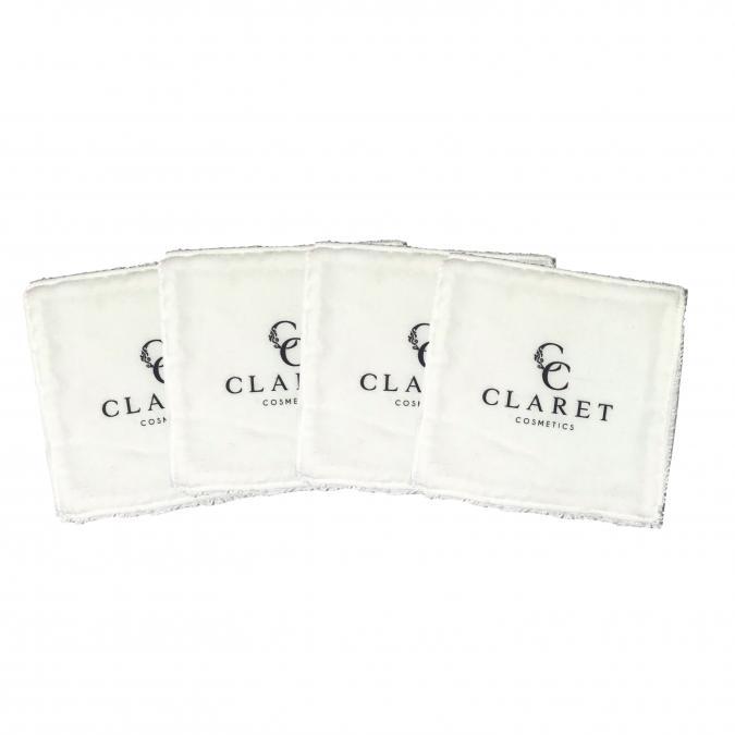 Claret Cosmetics - Lot de 4 lingettes démaquillantes lavables - Lingette