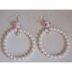 Couronne2fleurs - Boucles d&#039;oreilles perles nacrées du Japon - Boucles d&#039;oreille - Tissu