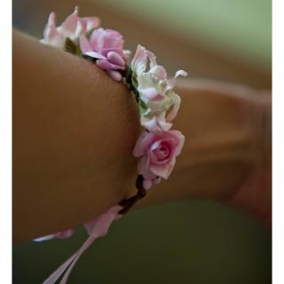 Couronne2fleurs - Bracelet aux fleurs roses shabby chic - Bracelet - 4668