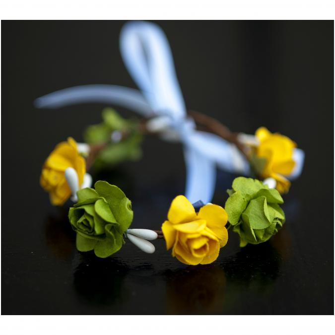 Couronne2fleurs - Bracelet aux petites fleurs jaunes et vertes idée cadeau Noël - Bracelet - 4668