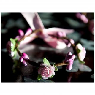 Couronne2fleurs - Paire de bracelets floraux rose tendre shabby chic idée cadeau Noël - Bracelet - Tissu