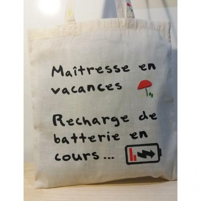 Créa'Récup Design - Tote-bag : Maîtresse en vacances - Tote bag