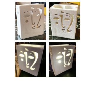 CREALAMPES - Lampe Déco motif sculpté visage Braque - Lampe d&#039;ambiance
