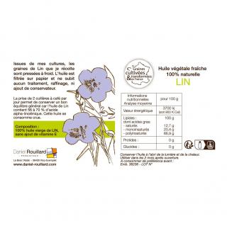 Daniel ROUILLARD Producteur - Flacon d&#039;huile vierge fraîche de Lin 100 ml - Huile végétale