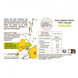 Daniel ROUILLARD Producteur - Flacon d&#039;huile vierge fraîche d&#039;Onagre 50 ml - Huile végétale