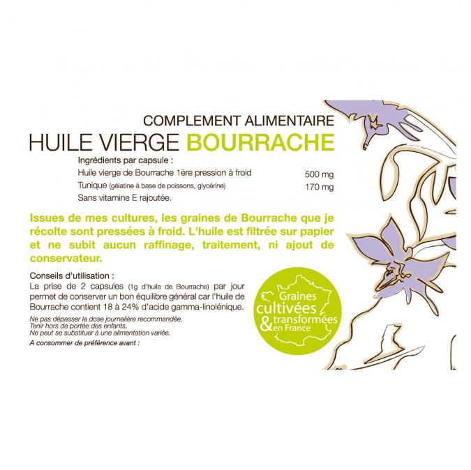 Daniel ROUILLARD Producteur - Huile vierge de Bourrache - Production Française - 200 capsules - complément alimentaire