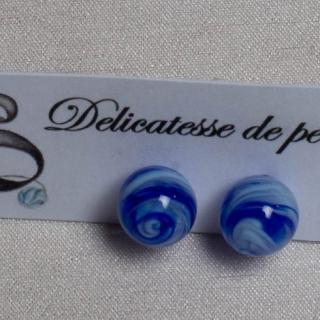 Délicatesse de perle - BOUCLES D’OREILLES PUCES PERLES BLEUES - Boucles d&#039;oreille - Acier