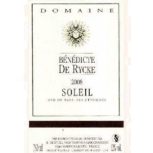 Bénédicte de Rycke - Soleil Grenache - rouge - 2008 - Bouteille - 0.75L