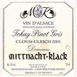 Domaine Mittnacht-Klack - Tokay Pinot Gris Clos St Ulrich - blanc - 2012 - Bouteille - 0.75L