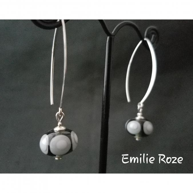 Emilie Roze - Boucles d&#039;oreille crochet grises - Boucles d&#039;oreille - Verre