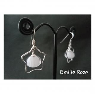 Emilie Roze - Boucles d&#039;oreille étoile blanches - Boucles d&#039;oreille - Verre