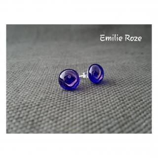 Emilie Roze - Boucles d&#039;oreille puce bleu nuit - Boucles d&#039;oreille - Verre