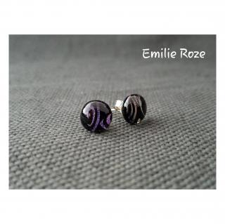 Emilie Roze - Boucles d&#039;oreille puce noir - Boucles d&#039;oreille - Verre