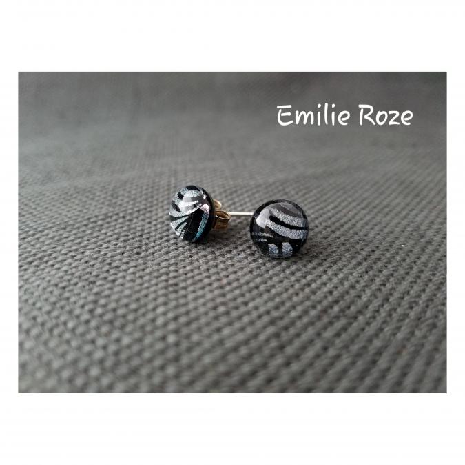 Emilie Roze - Boucles d&#039;oreille puce noires - Boucles d&#039;oreille - Verre