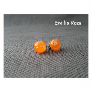 Emilie Roze - Boucles d&#039;oreille puce orange - Boucles d&#039;oreille - Verre