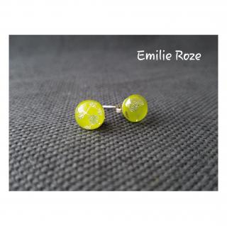 Emilie Roze - Boucles d&#039;oreille puce vert anis - Boucles d&#039;oreille - Verre