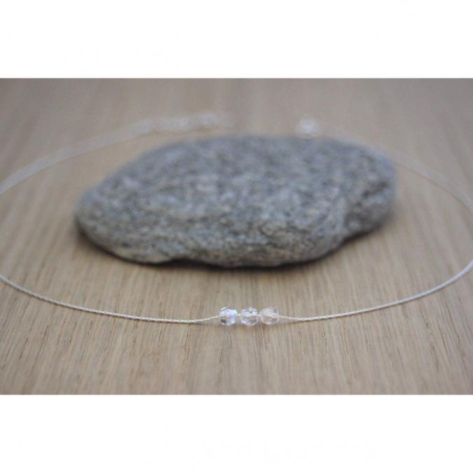 EmmaFashionStyle - Collier argent massif 3 perles en cristal Swarovski - Collier - argent