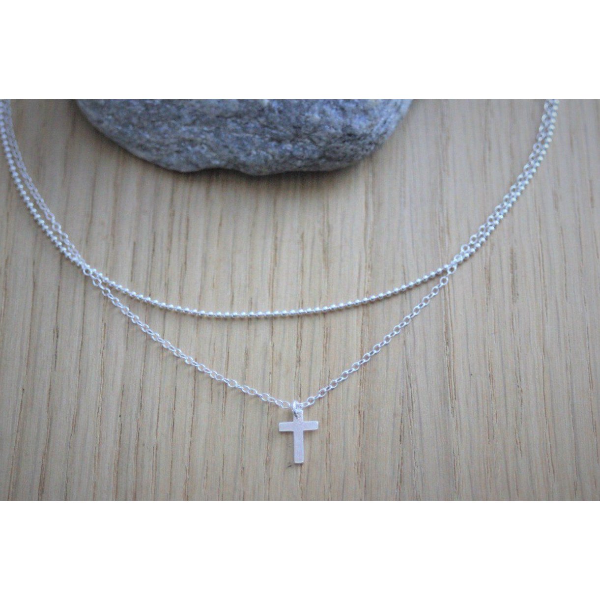 Pendentif croix Tau en argent brillant Comprend une chaîne en argent de 40 cm et un étui cadeau Bijou en argent sterling d'Alylosilver