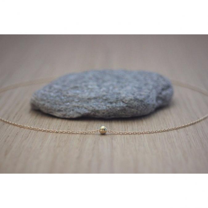 EmmaFashionStyle - Collier minimaliste 1 perle boule en or Gold Filled - Collier - Or (gold filled)