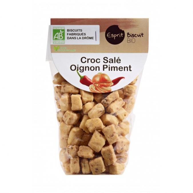 ESPRIT BISCUIT - Croc salé Oignon Piment Bio - Apéritif et biscuits salés - 200 gr